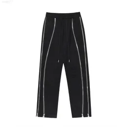 High Street Fashion Brand Double Zipper Design Vibe Style Workwear Pants Straight Tube Casual Pants Autumn Designer tide Pants