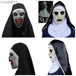 Kostüm aksesuarları rahibe cosplay maskesi kostüm lateks pervane valak valak cadılar bayramı korkutucu korku, korkutucu oyuncaklar parti kostüm propları 1pcs260r l230918