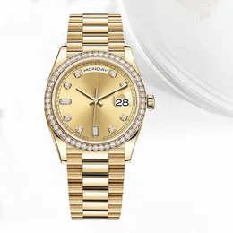 İzle Tasarımcı Diamond Watches Bayan Otomatik Gül Altın Tarih Boyutu 36mm 41mm Safir Cam Su Geçirmez Montres Bayanlar Kadınlar İçin Saatler Buzlu