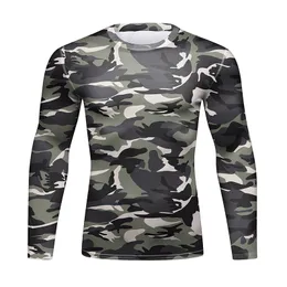 Męskie tshirty 100% poliestrowy kamuflaż trening T SHIRTS RASHGUARD Quickdry Mma Jiu Jitsu Boksing Warstwa podstawowa Baza Bazowa Koszula 230918