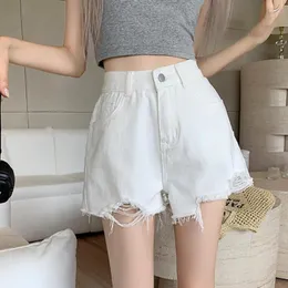 Calças de brim femininas estilo verão 2023 harajuku denim mulheres moda coreana personalidade vintage desgastado franjas cintura alta preto feminino shorts
