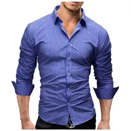 Männer Hemd Langarm 2018 Marke Männer Shirts Casual Männlichen Slim Fit Mode Plaid Chemise Herren Camisas Kleid Shirts XXL232M