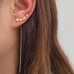 Baumeln Ohrringe Trend Lange Draht Quaste Gewinde Kette Klettern Stern Perlen Anhänger Drop frauen Gerade Hängen Ohrringe Schmuck