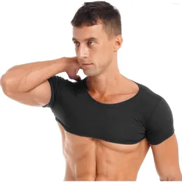 Herrtankstoppar grundläggande pullover skörd halv kausal skjorta strand slitage fest klubb dance beskuren kort tee t-shirt