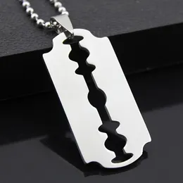 Titanium Steel Fashion Razor Blades Pendant Halsband Punk Rock Men smycken Cool Shaver Necklace For Party Gift238J