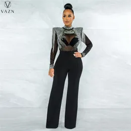 Dames jumpsuits Rompertjes VAZN Lady Fashion High Street Style jumpsuits Lange mouwen Hoge kraag Applicaties Rits Jumpsuits Lange broeken 230918