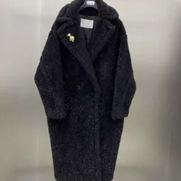 Luxo 100% casaco de lã max designer cardigan jaqueta inverno moda quente casacos de lã longo teddy blusão americano roupas femininas xs-m