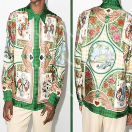Casablanc Jardin de Cartes 22ss рубашка с длинными рукавами с цветочным гоночным покером и принтом, праздничные летние рубашки272k