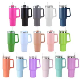 High quality stainless steel 40oz Vacuum insulated tumbler 40oz tumbler with handle Straw Lid Outdoor Travel Car Mug Drinking coffee wine Mugs