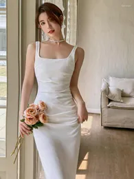 Sukienki swobodne letnie kobiety solidne francuskie plisowane eleganckie wieczorne impreza kwadratowy szyja księżniczka urodziny bodycon midi sundress vestidos