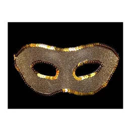 Maschere per feste Nuova moda Maschera da ballo Uomo Donna Travestimento veneziano Tessuto glitterato Natale Puntelli in maschera Oro Sier Drop Delivery Home Dhghw