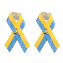 Party Supplies Ukrainsk flagga Peace Knot Brosch Blue Yellow Ribbon Badge Pins For Clothes ryggsäck Hatväska