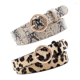 Gürtel Mode Leopard Gürtel Schlange Zebra Druck Dünne Rosshaar Taille PU Leder Gold Ring Runde Schnalle Für Frauen Damen Weibliche