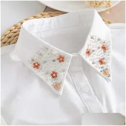 Bow Ties Women Handmade Beads Fake Collar For Sweater Shirt Detachable Collars Blouse Tops Half False Drop Delivery Fashion Accessorie Dhbw3