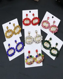 Bunte Strass Charme Ohrringe Luxus Brief Frauen Stud Party Bankett Mode Ornamente Weibliche Ohrring Zubehör Whole1605399