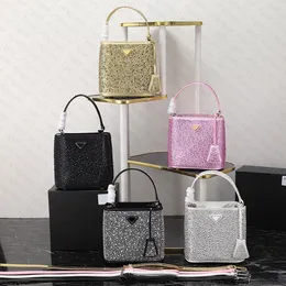 Sacos de tote saco de moda sacos de strass mini balde designer alça totes bolsa de cristal cruz bolsa sacos triângulo mulheres designer corpo sinal w