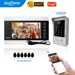 Дверные звонки JeaTone 1080P Tuya Видео Дверной звонок Видеодомофон Кодовая клавиатура для дома с RFID-картой обнаружения движения и камерой ночного видения HKD230918