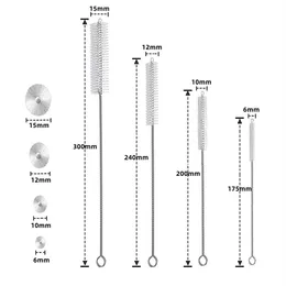Escovas de limpeza 200pcs limpam pincéis de palha de palha de nylon para garrafa de xícara com canudinho e tubo 304 pincel de cerdas macias de aço inoxidável lt534