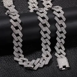 Iced Out Miami Cuban Link Chain Herren-Roségoldketten, dicke Moissanit-Kette, Halskette, Armband, Mode, Hip-Hop-Schmuck218S