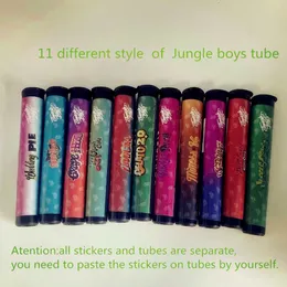 Wholesale empty Plastic Pre roll Jungle boys Backpack boyz runtz Tubes Bottles preroll joints packaging black plastic Tube with stickers