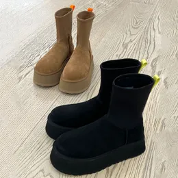 Austrália Designer Botas de Neve Mulheres Plataforma de Inverno Elástica Bota Curta Pele Bottes Tornozelo Sapatos de Lã Pele de Carneiro Couro Real Clássico Tasman Casual Fora