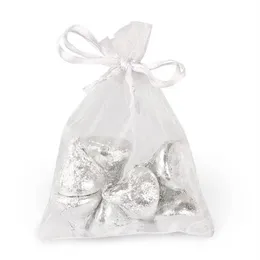 100 pezzi sacchetti per imballaggio in organza bianchi portabomboniere sacchetti per gioielli bomboniere regalo per feste di Natale 10 x 15 cm 3 9 x 5 9 in208l