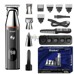 Elektriska rakare Kemei 5in1 Electric Beard Hair Trimmer For Men Grooming Kit Face Hair Clipper Body Trimmer Rechargeble Nose Ear Shaver Wet Dry X0918