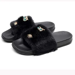 Terlik Kış terlikleri kadınlar peluş ayakkabılar kaymaz nefes alabilen daireler açık ayak parmağı ev ayakkabı ışık gündelik terlikler zapatos para mujeres x0916