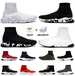 Paris Designer Balecoigas Buty swobodny komfort But Sole oddychanie mężczyzn Platforma Hommes Trainer Czarny brokat dzianina Triple Białe Sock Sneakers