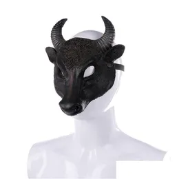 Maski imprezowe adt bl cosplay pu czarna połowa twarzy maska ​​horror górne zwierzęta halloweenowe akcesoria masowe upuszczenie dostawy domu ogród fe fe dhj3u