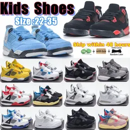 Jumpman 4s 4 Zapatos para niños, niños pequeños, zapatillas de baloncesto, diseñador juvenil, trueno rojo, fresco, gris, criado, Universidad, azul, blanco, oreo Mil211B