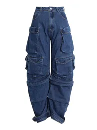 Kadınlar kot çokluk kişilik tasarımı düz renkli y2k bol kot pantolon kadınlar yüksek cadde hiphop wideleg gündelik düz highwaisted jean 230918