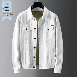 Herrjackor märke Autumn Winter 100cotton White Jeans Men mode Cowboy Coats Ytterkläder denimjacka hane plus size m5xl 230918