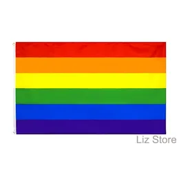 90*150cm Rainbow Banner Lesbian Gay Festival Pride Flags Hanging Decoration LGBT Rainbows Banners Outdoor Party Supplies TH1138