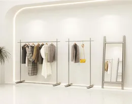 Clothing Store Display Rack Floor Type Stainless Steel Clothes Hanger Hanging Net Red Women039s Clothing Goods on the9495363