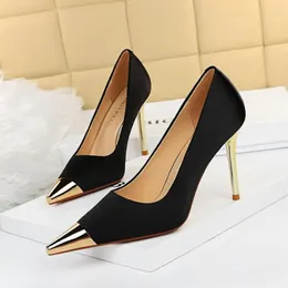 Dress Shoes Show Thin Fine With High Heels Fashion Sexy Club For Women's Lighter Silk Metal Point Single