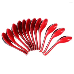 Cucchiai 12 pezzi imitazione porcellana colorata multiuso utensili da cucina condimento melamina zuppa posate plastica