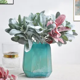 Fleurs décoratives 6 pièces 38 cm fausses plantes dans un vase décor de salon artificiel décoration de mariage à la maison Simulation feuille de rotin vert et rouge
