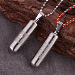 Rostfritt stål Buddhism Amulet Tube Lockets Pendant Halsband Shurangama Mantra Sanskrit Sex ord smycken Män Öppnande Cylinder Ash Urn Lagring Väska