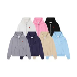 مصمم Amis Men's Hoodie 23ss الخريف/الشتاء العلامة التجارية Ami Love Love Small زوجين مقنعين سستة سحاب فضفاضة سترة كارديجان رجال أزياء هوديي