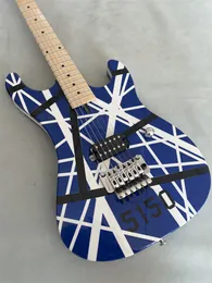 Hochwertige 6-saitige 5150 E-Gitarre, blauer Streifen, Vibratobrücke, kostenloser Versand.
