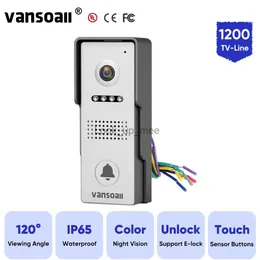 dzwonki do drzwi Vansoall wideo do drzwi 1200tvl kamera zewnętrzna 120 Kąt oglądania IP65 Wodoodporny czujnik dotykowy kolor noktowi wizję 4Wired HKD230918