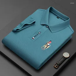 Men's Polos Summer Breathable Jacket Luxury Cotton Embroidery Business Short Sleeve POLO Shirt Solid Color Collar Casua