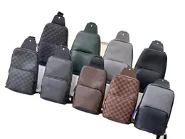Simple leisure leather men's shoulder bag fashion plaid European and American men's bag tide brand men's waist bag satchel 2023