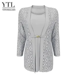 Women's Blouses Shirts YTL Woman Elegant Long Sleeve Hollow Crochet Plus Size Blouse Shirt Autumn Winter Tops for Work Office H384B 230918
