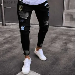 Men's Jeans 2019 Newest Design Slim Fit Ripped patch Jeans Hi-Street Mens badge style Denim Jogger Knee Holes Washed Destroyed biker Designer Jeans L230918