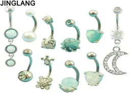 JINGLANG Conjunto requintado de 10 peças de imitação de opala para agarrar a mão umbigo anel piercing joias umbigo unhas corpo joalheiro9790670