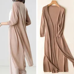 Kvinnors tröjor Spring Summer Sun Protection Clothing Women Long Cardigan Kvinna Stickad Tröja Kvinnor Stock Jacka Damer Shawl Ytterkläder 230918