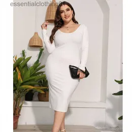 Abiti casual di base Taglie forti XL-4XL Abiti da donna Elegante manica lunga Vestibilità sexy Abito aderente da donna Ufficio Casual Abbigliamento da lavoro Abiti primaverili estivi L230918