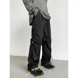 Мужские брюки - молодежные уличные брюки Y2k с лентами, спортивные штаны Techwear 2023, хип-хоп, спортивные штаны в японском стиле, черный комплект